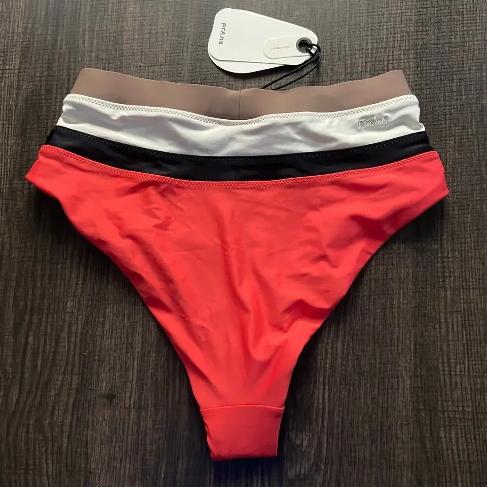 Prana Baja Bound High Rise Swim Bottom Women's XS Rose Fire Colorblock Sporty